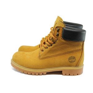 Жълти мъжки боти, естествен набук - спортни обувки за есента и зимата N 10007654