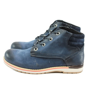 Сини мъжки боти, естествен набук - ежедневни обувки за есента и зимата N 10007746