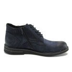 Сини мъжки боти, естествен набук - официални обувки за есента и зимата N 10007753