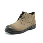 Светлокафяви мъжки боти, естествен набук - официални обувки за есента и зимата N 10007752