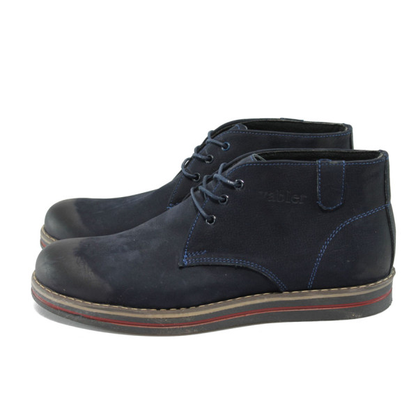 Сини мъжки боти, естествен набук - всекидневни обувки за есента и зимата N 10007390