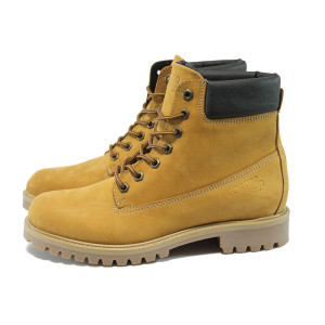 Жълти мъжки боти, естествен набук - всекидневни обувки за есента и зимата N 10007614