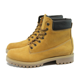 Жълти мъжки боти, естествен набук - всекидневни обувки за есента и зимата N 10007614