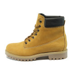Жълти мъжки боти, естествен набук - всекидневни обувки за есента и зимата N 10007614