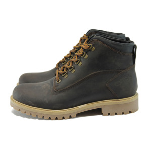 Анатомични кафяви мъжки боти, естествена кожа - всекидневни обувки за есента и зимата N 10007615