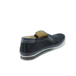 Сини мъжки обувки, естествен набук - всекидневни обувки за пролетта и есента N 10007392