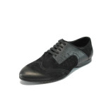Черни мъжки обувки с връзки, естествен набук КО 117 черенKP