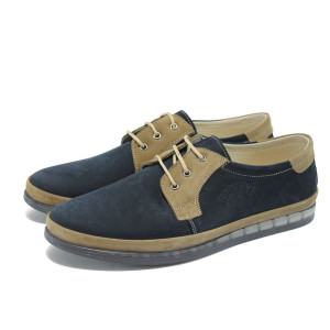 Ортопедични сини мъжки обувки с връзки