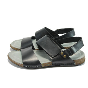 Анатомични черни мъжки сандали - естествена кожа