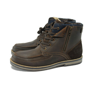 Кафяви мъжки боти S.Oliver от естествена кожа