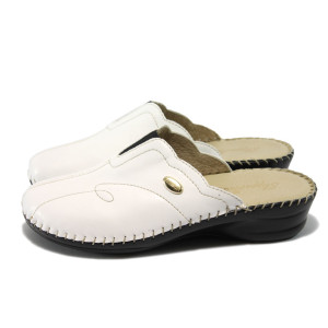 Бели анатомични дамски чехли тип сабо