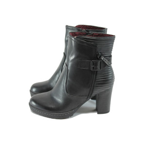 Стилни черни дамски боти S.Oliver, от естествена кожа 