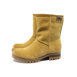 Жълти дамски боти S.Oliver естествен набук