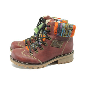 Атрактивни червени боти Rieker с топъл хастар