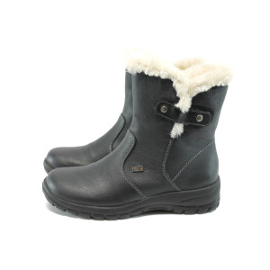 Черни дамски боти Rieker от естествена кожа