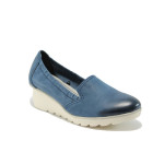 Сини ортопедични дамски обувки с платформа, естествена кожа - ежедневни обувки за пролетта и есента N 10007814