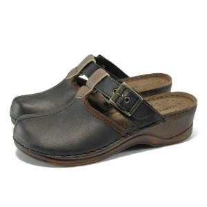 Анатомично черно дамско сабо