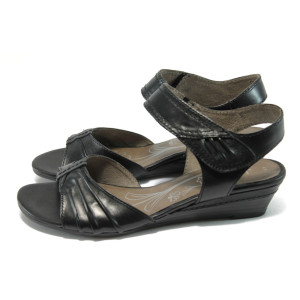 Черни дамски сандали, естествена кожа