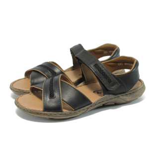 Черни мъжки сандали, естествена кожа