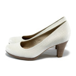 Бели дамски обувки с удобен ток Tamaris 1-22410-24 бели ANTISHOKKKP