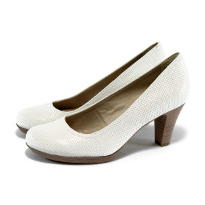 Бели дамски обувки с удобен ток Tamaris 1-22410-24 бели ANTISHOKKKP