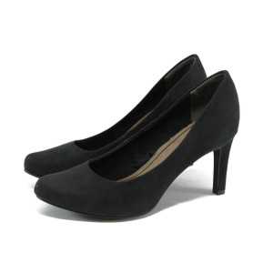 Черни дамски обувки с мемори пяна, на висок ток 