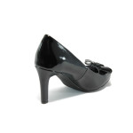 Черни лачени дамски обувки с ток Marco Tozzi 2-22404-24 черенKP