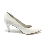 Бели дамски обувки с висок ток Tamaris 1-22447-24 бяла кожаKP