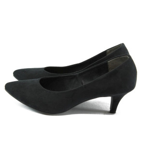 Велурени черни дамски обувки с удобен ток Marco Tozzi 2-22400-24 черенKP