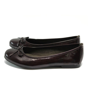 Лачени равни дамски обувки в бордо