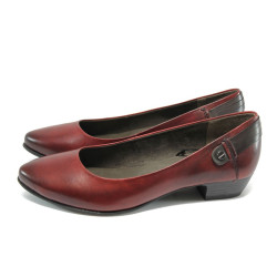 Удобни дамски обувки от естествена кожа в цвят бордо