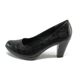 Черни дамски обувки с удобен ток