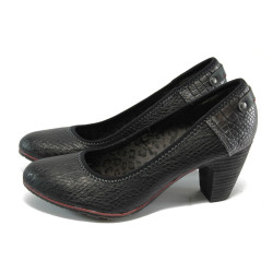 Черни дамски обувки на среден ток 