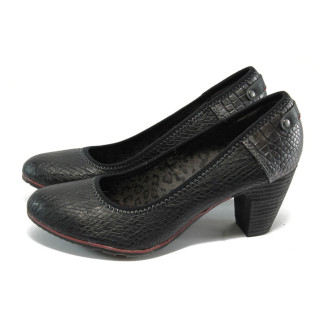 Черни дамски обувки на среден ток 