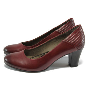 Дамски обувки с удобен ток от естествена кожа