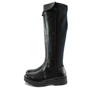 Удобни черни дамски ботуши от естествена кожа S.Oliver