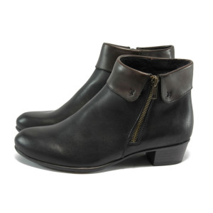 Черни дамски боти от естествена кожа