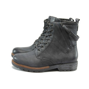 Черни дамски боти от естествена кожа