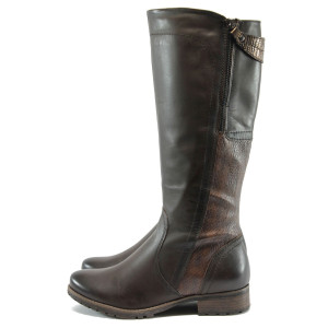 Кафяви дамски ботуши от естествена кожа с мемори стелки