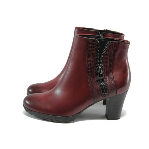 Дамски боти Marco Tozzi от естествена кожа в бордо