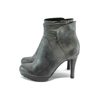 Сиви дамски боти, еко кожа - елегантни обувки за есента и зимата N 10007332