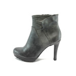 Сиви дамски боти, еко кожа - елегантни обувки за есента и зимата N 10007332