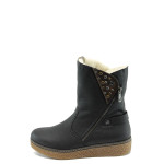 Черни дамски боти, здрава еко-кожа - всекидневни обувки за есента и зимата N 10007366