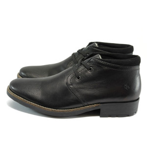 Черни мъжки боти, естествена кожа - всекидневни обувки за есента и зимата N 10007492