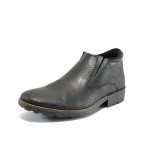 Черни мъжки боти, естествена кожа - всекидневни обувки за есента и зимата N 10007619