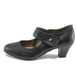 Черни дамски обувки със среден ток, здрава еко-кожа - всекидневни обувки за пролетта и есента N 10007809
