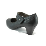 Черни дамски обувки със среден ток, здрава еко-кожа - всекидневни обувки за пролетта и есента N 10007809
