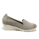 Бежови ортопедични дамски обувки с платформа, естествена кожа - всекидневни обувки за пролетта и есента N 10007812