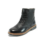 Черни дамски боти с мемори стелки, лачена еко кожа - всекидневни обувки за есента и зимата N 10007365
