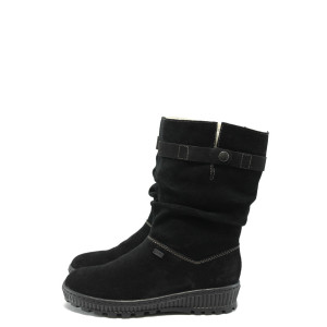 Черни дамски боти, естествен велур - всекидневни обувки за есента и зимата N 10007367